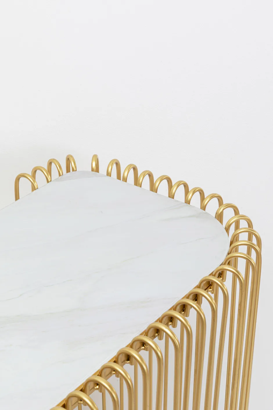 Store Haltafel Wire Glass Marble Gold 142x89cm Lage Kasten & Dressoirs