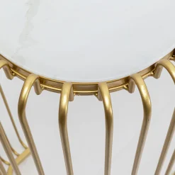Store Haltafel Wire Glass Marble Gold 142x89cm Lage Kasten & Dressoirs