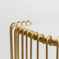 Store Haltafel Wire Glass Marble Gold 142x89cm Lage Kasten & Dressoirs