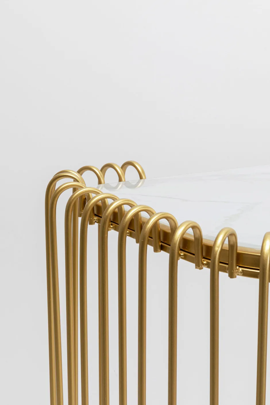 Store Haltafel Wire Glass Marble Gold 142x89cm Lage Kasten & Dressoirs