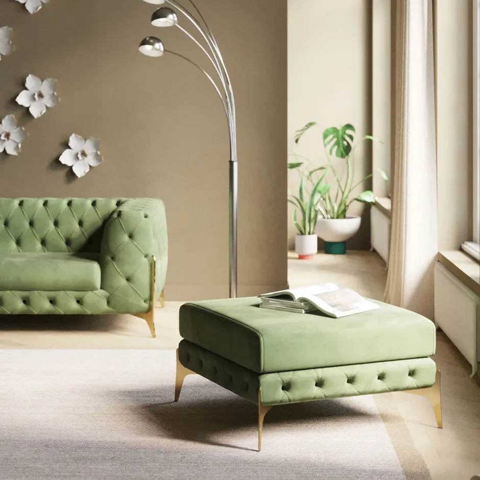 Flash Sale Hocker Belissima Velvet Green 80cm Poefs & Krukken|Tuinmeubelen