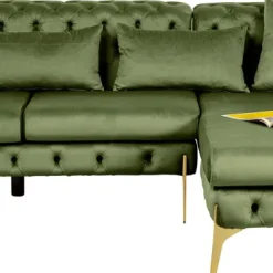 Shop Hoekbank Bellissima Velvet Green Right Kasten|Banken