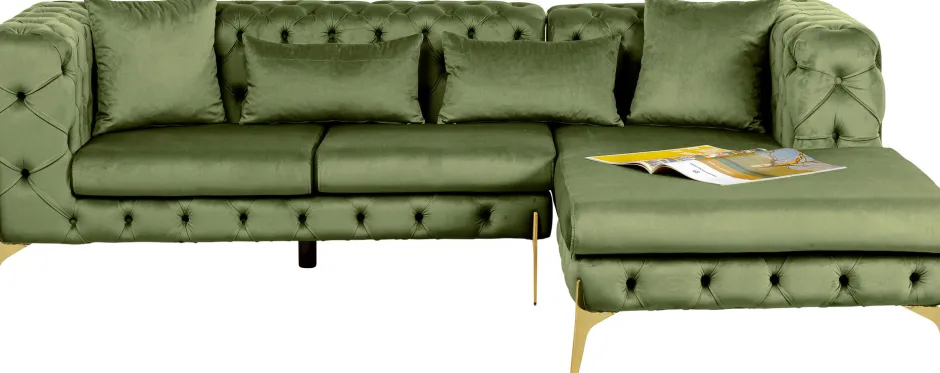 Shop Hoekbank Bellissima Velvet Green Right Kasten|Banken