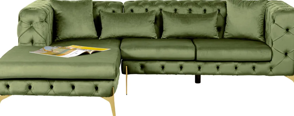 Hot Hoekbank Bellissima Velvet Green Left Kasten|Banken