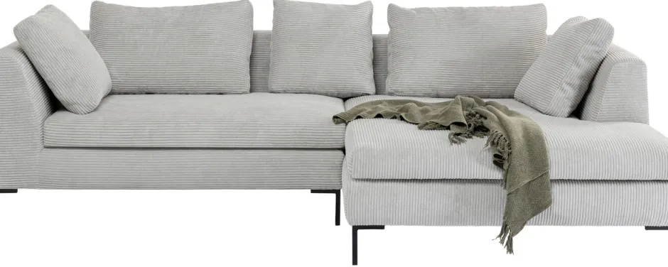 Fashion Hoekbank Gianni Cord Grijs Rechts Kasten|Banken