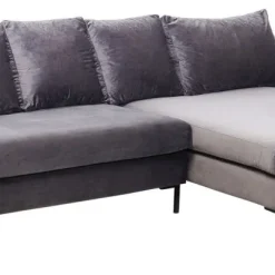 Best Hoekbank Gianni Fluweel Grijs Rechts Zwart Kasten