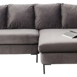 Best Hoekbank Gianni Fluweel Grijs Rechts Zwart Kasten