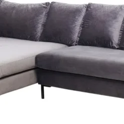 Outlet Hoekbank Gianni Fluweel Grijs Links Zwart Kasten