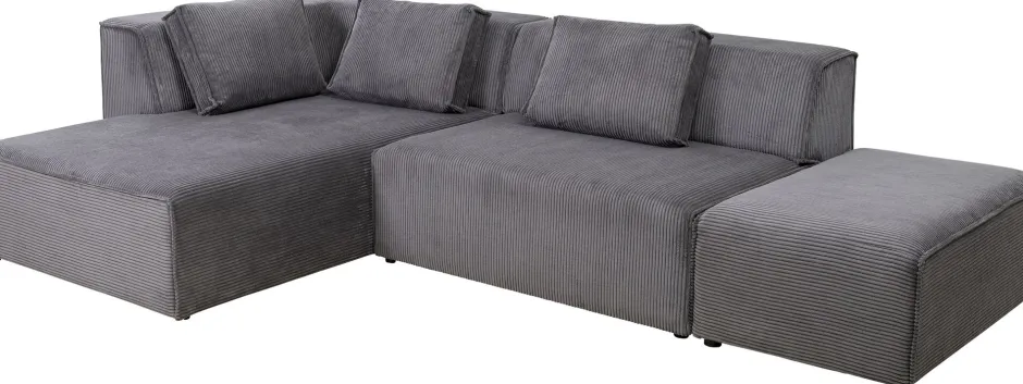 Online Hoekbank Infinity Ottomane Cord Grey Left Kasten|Tuinmeubelen