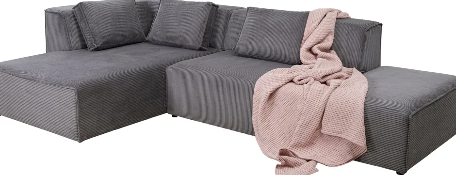 Online Hoekbank Infinity Ottomane Cord Grey Left Kasten|Tuinmeubelen