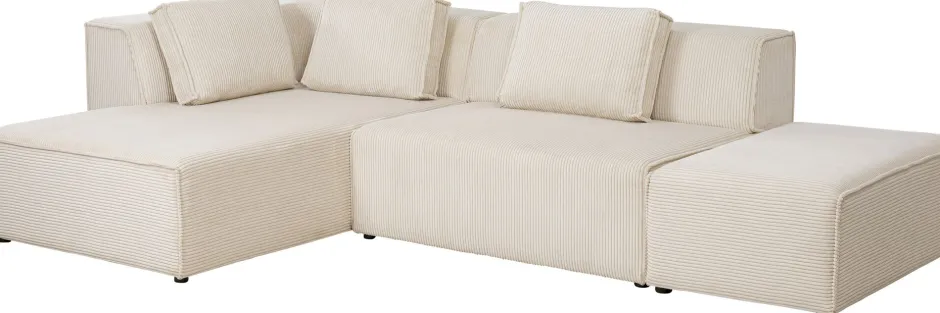 Flash Sale Hoekbank Infinity Ottomane Cord Cream Left Kasten|Tuinmeubelen