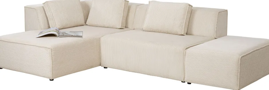 Flash Sale Hoekbank Infinity Ottomane Cord Cream Left Kasten|Tuinmeubelen