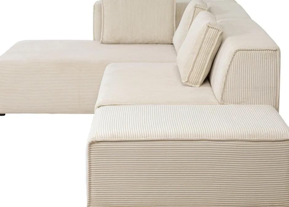 Flash Sale Hoekbank Infinity Ottomane Cord Cream Left Kasten|Tuinmeubelen