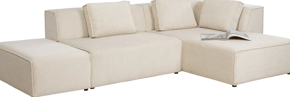 Hot Hoekbank Infinity Ottomane Cord Cream Right Kasten|Tuinmeubelen