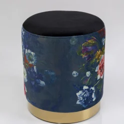 Discount Kruk Cherry Flower Black Brass Ø32cm Poefs & Krukken|Kasten