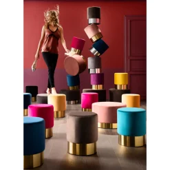 Outlet Kruk Cherry Zwart Messing Ø35cm Kasten|Poefs & Krukken