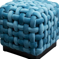 Online Kruk Weave Square Blauw 47x47cm Poefs & Krukken|Kasten