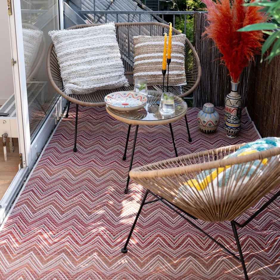 Outlet Outdoor Vloerkleed Zigzag Red 160x230cm Kasten|Tuinmeubelen