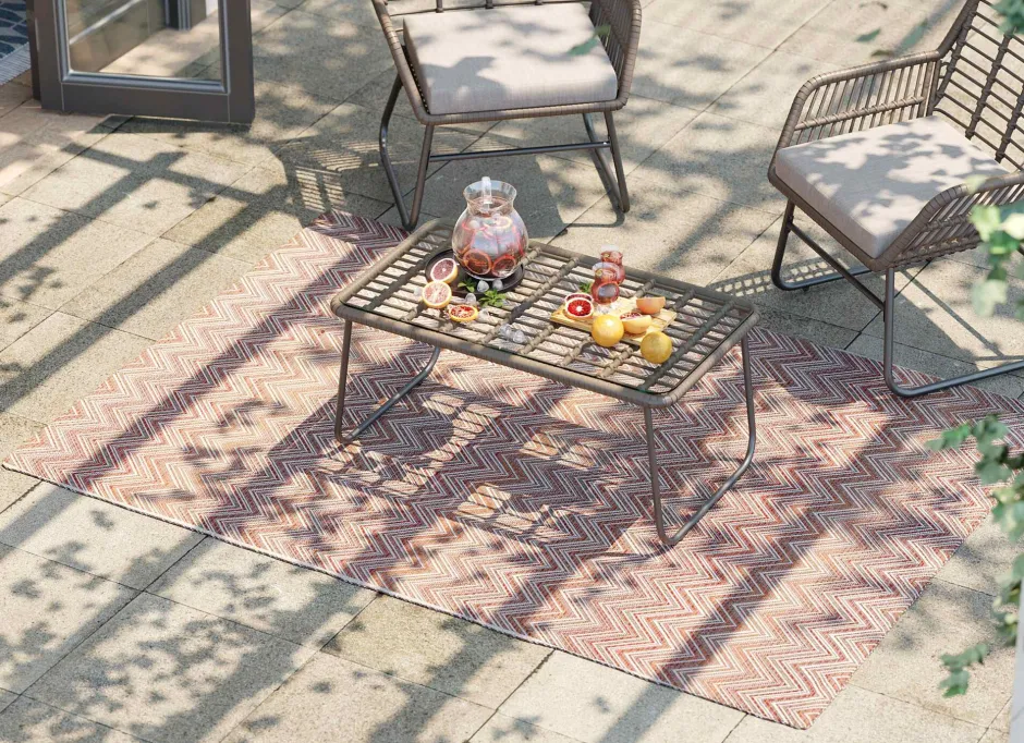 Outlet Outdoor Vloerkleed Zigzag Red 160x230cm Kasten|Tuinmeubelen