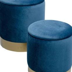 Best Sale Poef Cherry Storage Blue Brass (2/set) Poefs & Krukken|Kasten