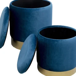 Best Sale Poef Cherry Storage Blue Brass (2/set) Poefs & Krukken|Kasten