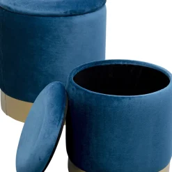 Best Sale Poef Cherry Storage Blue Brass (2/set) Poefs & Krukken|Kasten