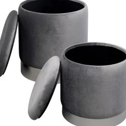 Discount Poef Cherry Storage Grey Silver (2/set) Poefs & Krukken|Kasten