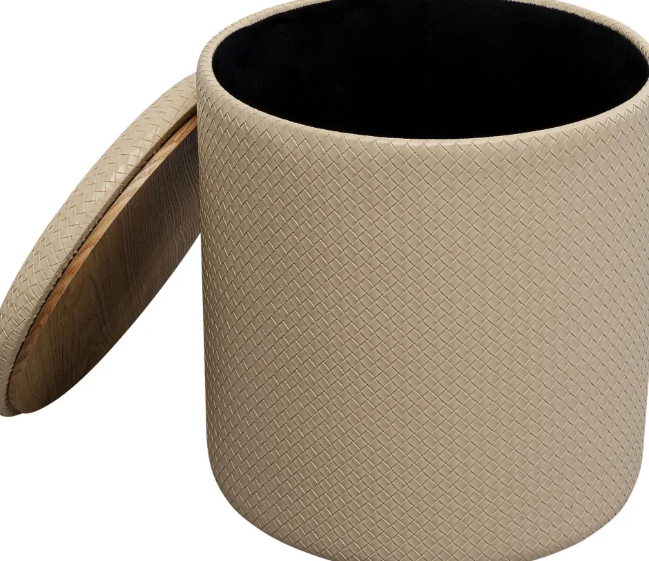 Sale Poef Venezia Storage Cream 40cm Poefs & Krukken|Kasten