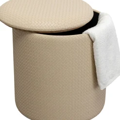 Sale Poef Venezia Storage Cream 40cm Poefs & Krukken|Kasten
