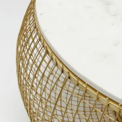 Best Salontafel Cesta Marmer Goud Ø100cm Kasten|Tafels