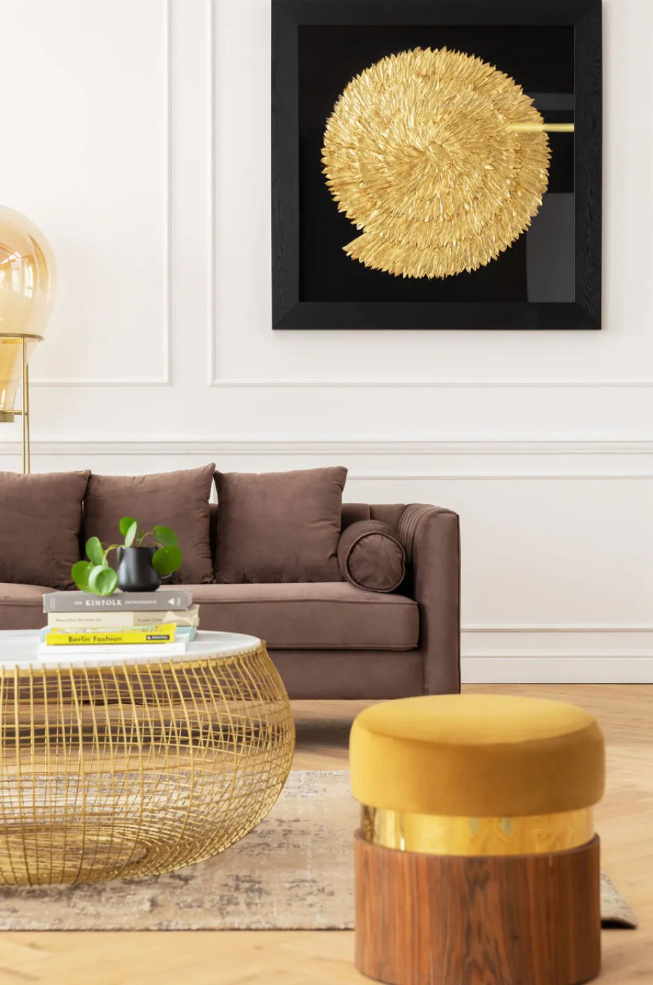 Best Salontafel Cesta Marmer Goud Ø100cm Kasten|Tafels