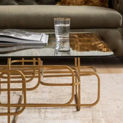 Sale Salontafel Meander Gold 140x80cm Kasten|Tuinmeubelen