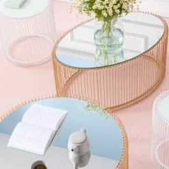 Online Salontafel Wire Uno Messing Ø80cm Tafels|Tuinmeubelen