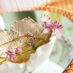 Fashion Schaal Flower Bloom Creme Goud Ø20 Servies & Tafelaccessoires|Woondecoratie