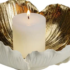 Best Sale Schaal Flower Bloom Creme Goud Ø25 Servies & Tafelaccessoires|Woondecoratie