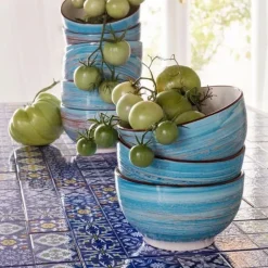 Hot Schaal Swirl Blauw Ø14cm Servies & Tafelaccessoires|Kasten