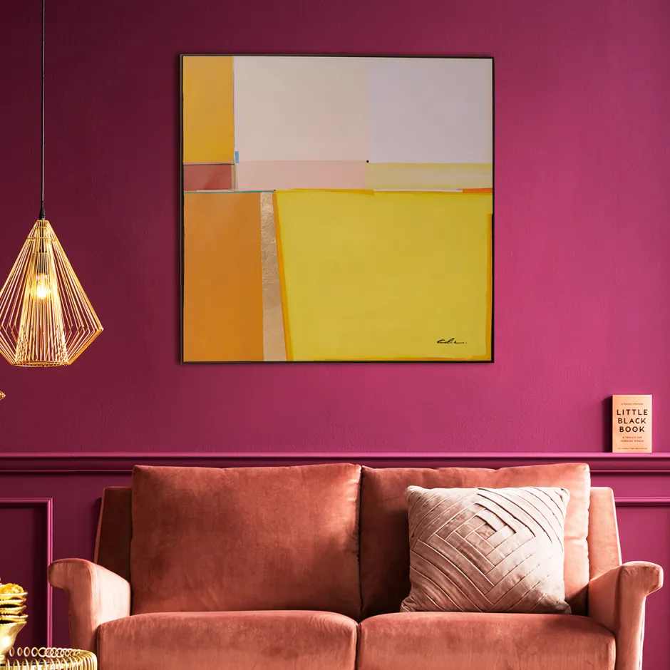 Outlet Schilderij Abstract Shapes Yellow 113x113cm Wanddecoratie|Kasten