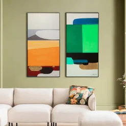 Cheap Schilderij Abstract Shapes Orange 73x143cm Wanddecoratie|Tuinmeubelen
