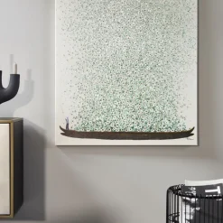 Fashion Schilderij Flower Boat Beige Green 120x160cm Wanddecoratie