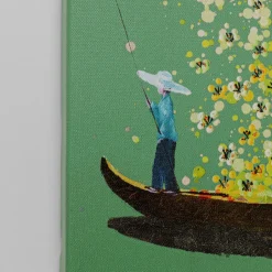 Shop Schilderij Flower Boat Green Yellow 80x100cm Wanddecoratie
