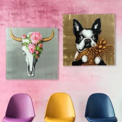 Cheap Schilderij Touched Dog With Pineapple 80x80cm Wanddecoratie|Kasten