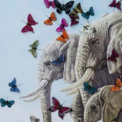 Discount Schilderij Touched Elephants With Butterflies 120x120cm Wanddecoratie|Kasten