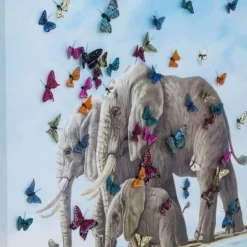 Discount Schilderij Touched Elephants With Butterflies 120x120cm Wanddecoratie|Kasten