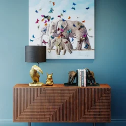 Discount Schilderij Touched Elephants With Butterflies 120x120cm Wanddecoratie|Kasten