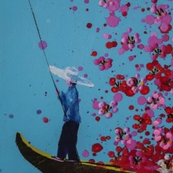 Discount Schilderij Touched Flower Boat Blauw-Roze 160x120cm Wanddecoratie|Kasten