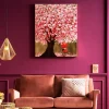 Clearance Schilderij Touched Flower Couple Goud-Roze 100x80cm Wanddecoratie