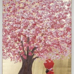 Clearance Schilderij Touched Flower Couple Goud-Roze 100x80cm Wanddecoratie