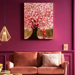 Clearance Schilderij Touched Flower Couple Goud-Roze 100x80cm Wanddecoratie