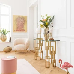 Clearance Schilderij Touched Flower Boat Goud-Roze 100x80cm Wanddecoratie