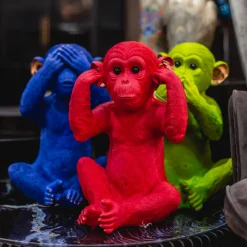 Store Spaarpot Monkey Kikazaru Rood Woondecoratie|Kasten